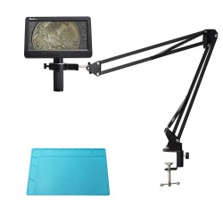 MUSTOOL digitaalinen juotosmikroskooppi joustavalla varrella 7 tuuman HDMI ja USB liitännällä 150 suurennoksella rengasvalolla