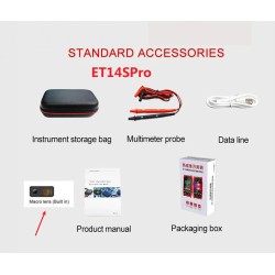 TOOLTOP ET14S ET14SPRO lämpökamera yleismittari ja piirikorttitesteri ISR 240x240 20 550 C 25Hz 1000V tasajännite 10A