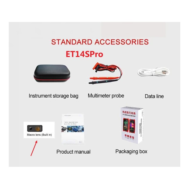 TOOLTOP ET14S ET14SPRO lämpökamera yleismittari ja piirikorttitesteri ISR 240x240 20 550 C 25Hz 1000V tasajännite 10A