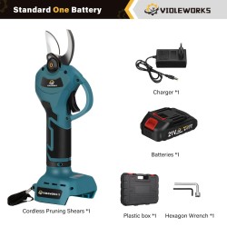 VIOLEWORKS 21V harjaton oksasakset 1500mAh akku eurooppalainen laturi sininen musta kotelo 30 mm aukko