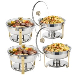 WARMOUNTS kulta buffet lämmityssarja 2 4 6 kpl 5QT pyöreä haudeastia lasikannella