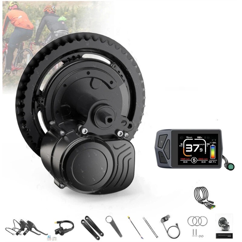 Tongsheng TSDZ8 48V 750W keskivetomoottori sähköpyörämuunnossarja EKD01 mittarilla 44T eturatas