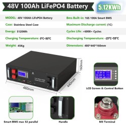 LiFePO4 akku 5 12 kWh 51 2 V 100 150 200 300 Ah telineasennettava aurinkoenergian varastointiin