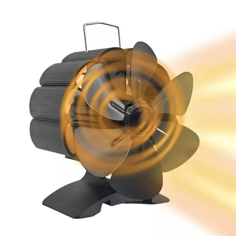 Lämpöä hyödyntävä takkatuuletin neljällä viidellä tai kuudella lavalla ilman sähköä