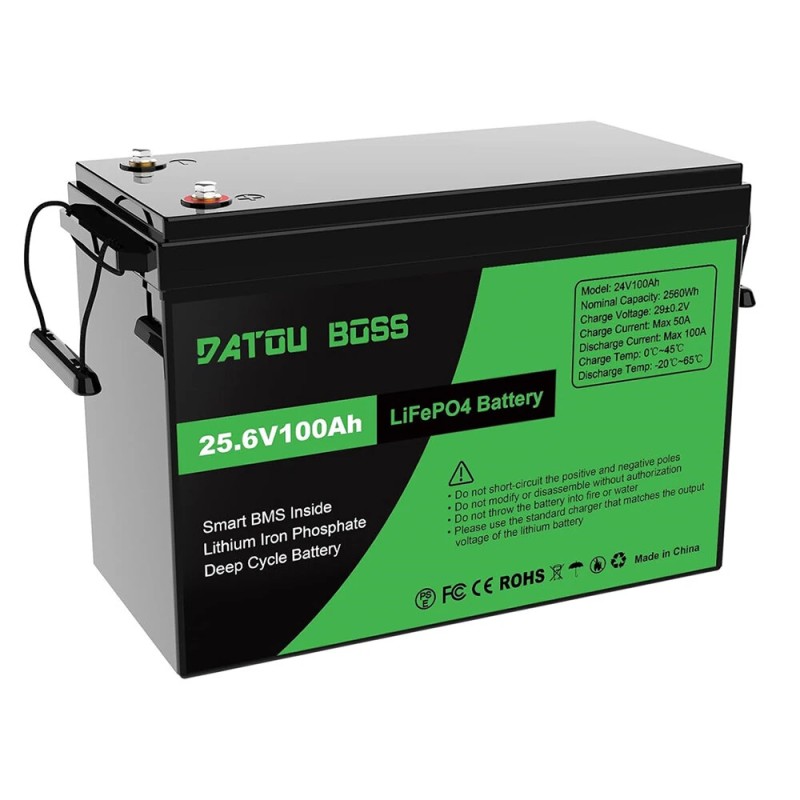 DATOUBOSS LiFePO4 akku 24V 48V 100Ah 2560 5120Wh päivitetyllä 100A BMS llä 8000 sykliä