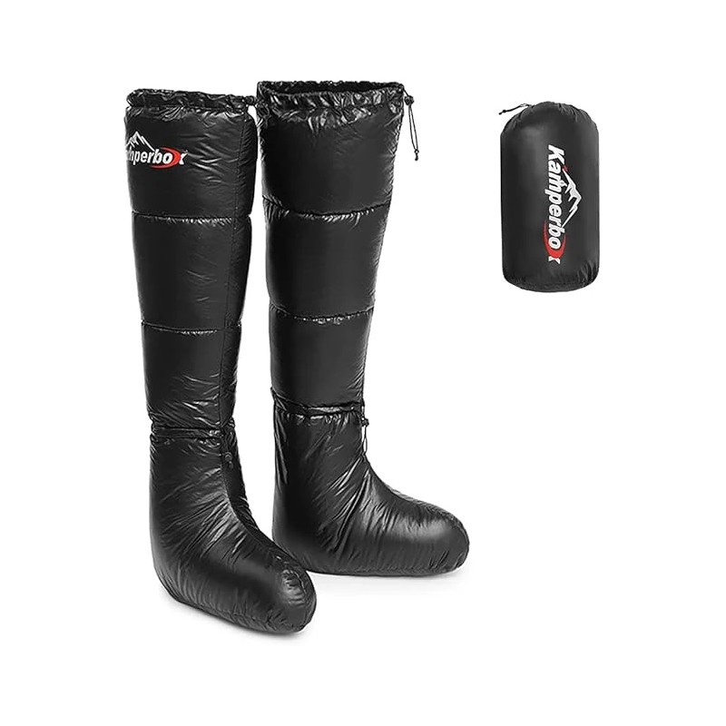 Kamperbox ulkoilmakäyttöön talviset untuvaiset lämpimät vedenkestävät tossukat kiristysnyörillä