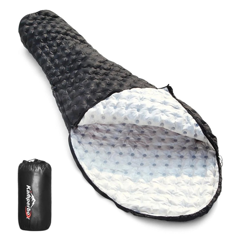 Kamperbox kuplailma 2 ultrakevyt kolmikauden makuupussi 90 ankanuntuvaa 1kg pakattava