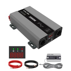 DATOUBOSS puhdas siniaaltoinvertteri 12V 24V 2000W LCD näyttö kaukosäädin USB liitäntä EU pistorasia kotiin ajoneuvoon