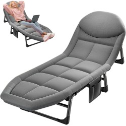 IPRee kannettava kokoontaitettava ulkokäyttöinen aurinkotuoli retkisänky patjalla tyynyllä 190x66x35cm