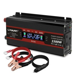 LVYUAN 12V 230V autoinvertteri 500W 1500W huippu kaksi latausporttia nestekidenäyttö eurooppalainen pistoke