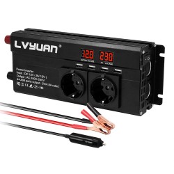 LVYUAN 12V 230V invertteri 1000W jatkuva teho 2000W huipputeho EU pistoke led näyttö muokattu siniaalto 4 usb porttia F 1000A