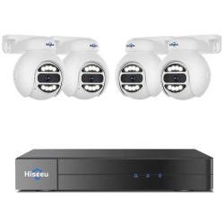 Hiseeu 4 kamerainen 5MP PoE valvontapaketti tekoälyllä ihmisseuranta kaksisuuntainen ääni kohdevalo IP65 sisä ja ulkokäyttö