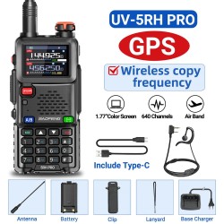 BAOFENG UV 5RH PRO 10W gps radiopuhelin 640 kanavaa C tyypin lataus NOAA sääradio amatööriradio