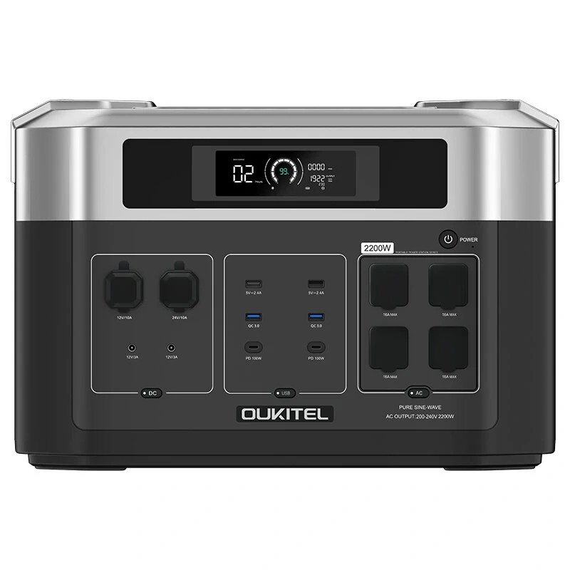 OUKITEL BP2000E kannettava virtalähde 2048Wh LiFePO4 akku 2200W UPS toiminto aurinkolataus EU pistoke