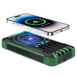 Bakeey 15W 36000mAh aurinkopaneelilla varustettu langaton varavirtalähde neljällä sisäisellä kaapelilla