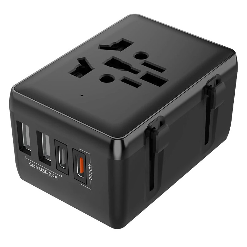 BlitzWolf BW TA1 universaali matkasovitin neljällä USB portilla PD20W yhteensopiva