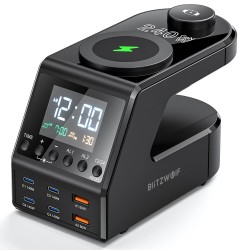 Blitzwolf BW FW10 240W GaN 10 in 1 langaton lataustasema herätyskellolla