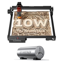 ATOMSTACK A10 PRO V2 10W laserkaiverrin F30 ilma avusteella ja R3 Pro pyörörullalla