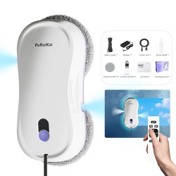 PuRuiKai ikkunanpesurobotti kaksoissuuttimella kaukosäätimellä akkukäyttöinen 5600 Pa n imuteho