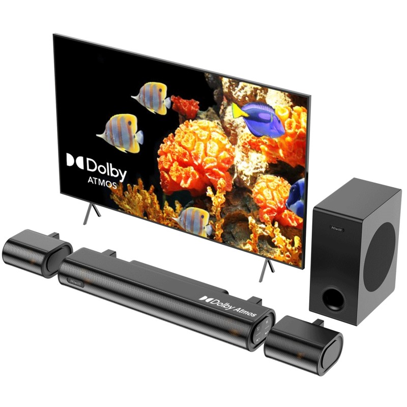 Hiwill A41 Dolby Atmos 300W 4 1CH äänipalkki erillisellä subwooferilla ja surround kaiuttimilla