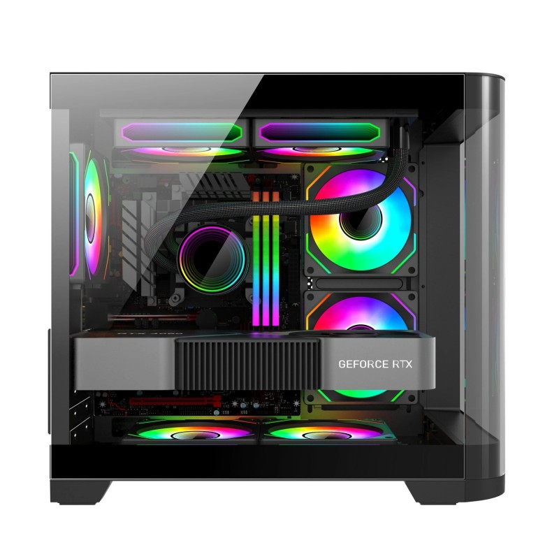 Kaareva lasikotelo pelitietokoneelle M ATX Mini ITX 270 merinäköalalla USB3 0 portilla