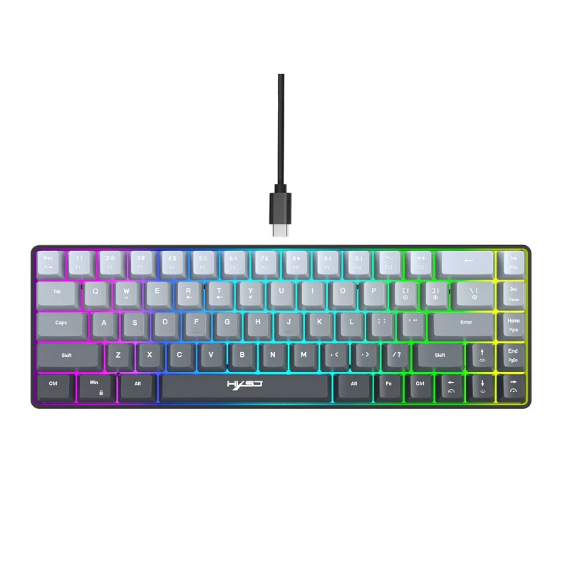 HXSJ 68 näppäiminen langallinen pelinäppäimistö liukuvärjätty pinkki musta monivärisellä taustavalolla