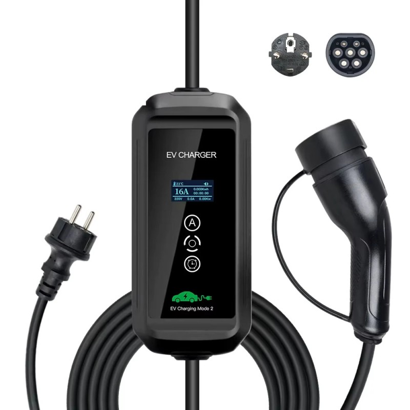 ISIGMA 3 6 kW 16A kannettava laturi sähköautolle tyyppi 2 5 m kaapelilla IP66 67