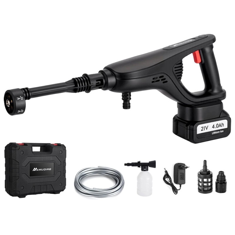 MUDIRO kannettava akkupainepesuri akulla 3500W 220bar harjaton moottori 6 toiminen suutin