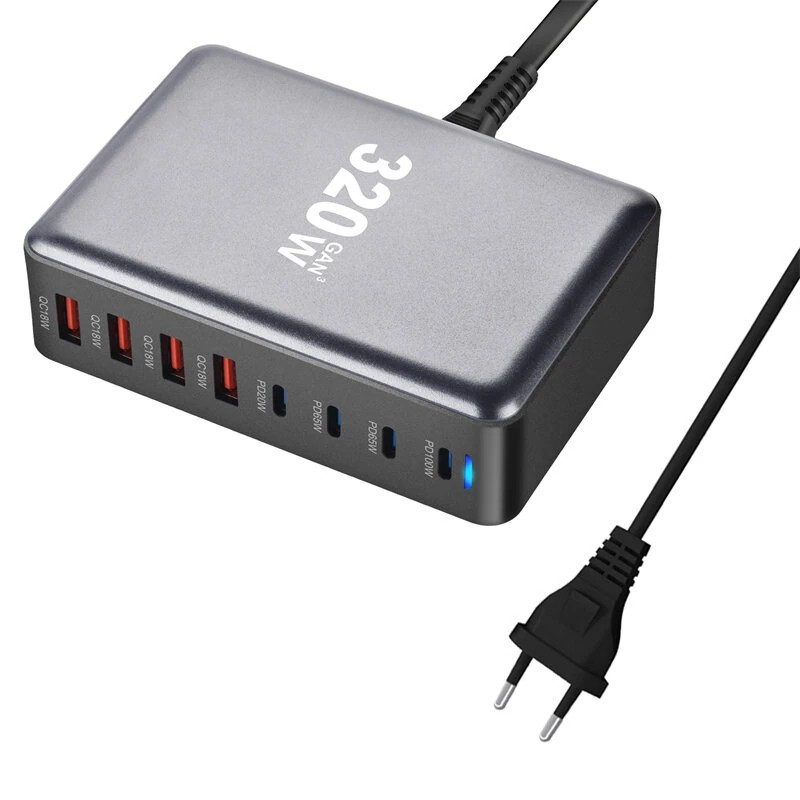 Bakeey 8 porttinen pöytälaturi 320W 4USB C 4USB A nopea lataus iPhone Samsung