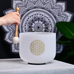 CVNC 528 hertsi 8 tuuman kukka-aihe huurrelasinen kristalliäänimalja meditaatioon