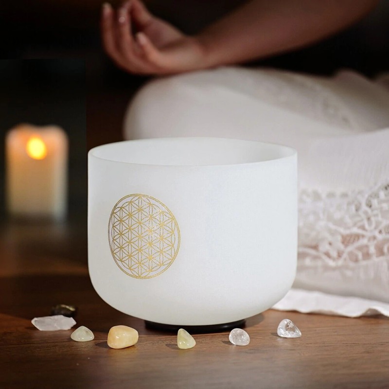 CVNC 528 hertsi 8 tuuman kukka-aihe huurrelasinen kristalliäänimalja meditaatioon