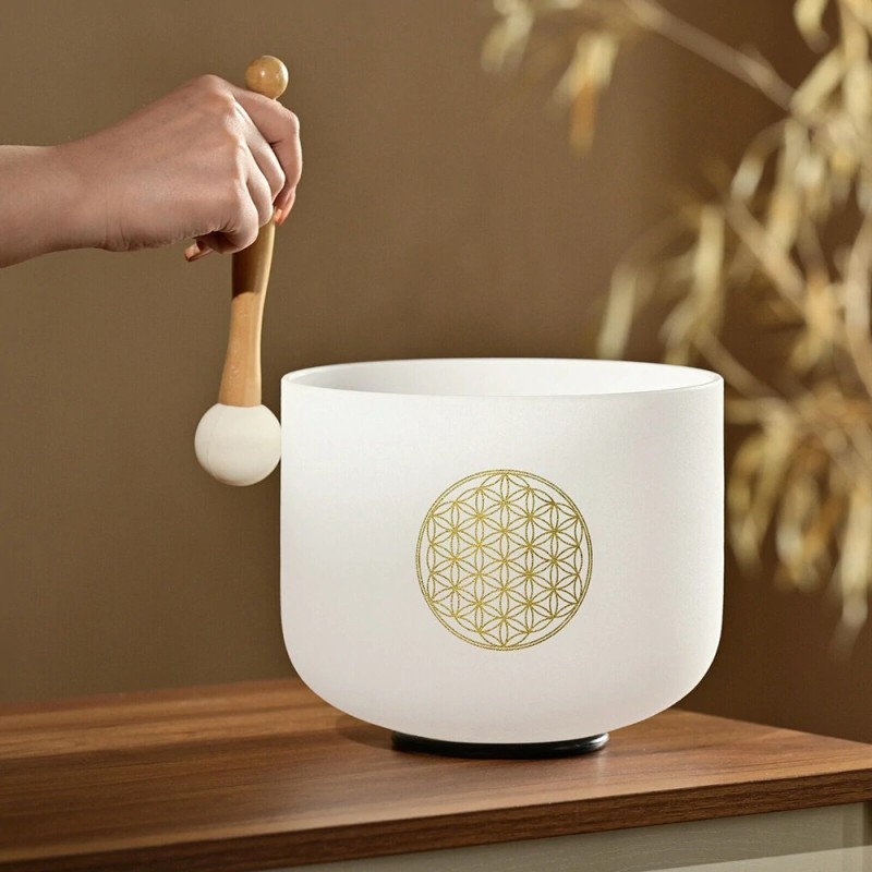 CVNC 528 hertsi 8 tuuman kukka-aihe huurrelasinen kristalliäänimalja meditaatioon