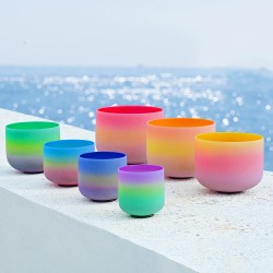 Luonnollinen 432Hz 6-12 tuuman 7-osainen sateenkaaren kvartsikristalli äänimaljasetti kantolaukulla