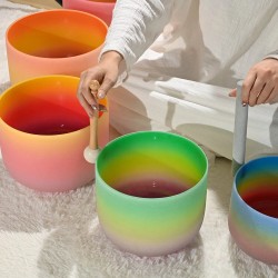 Luonnollinen 432Hz 6-12 tuuman 7-osainen sateenkaaren kvartsikristalli äänimaljasetti kantolaukulla