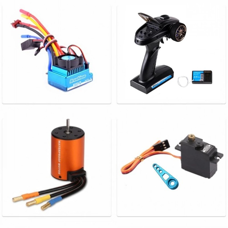 Wltoys 144001 124018 124019 harjaton päivityssarja 3650 4300KV moottori 120A ESC 21G servo lähetin vastaanotin