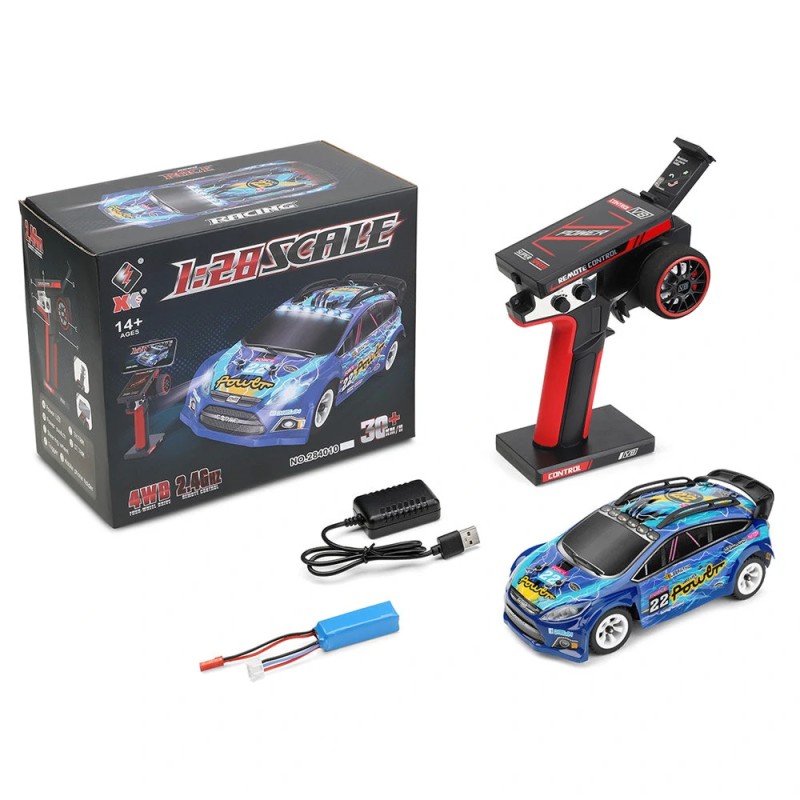 Wltoys 284010 1/28-mittakaavan radiolla ohjattava driftaava neliveto auto led-valoilla