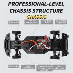 LDRC 1899/A99 valmiiksi koottu 1/18 GTR R34 radio-ohjattava drift-auto takaveto gyroskooppi LED-valot