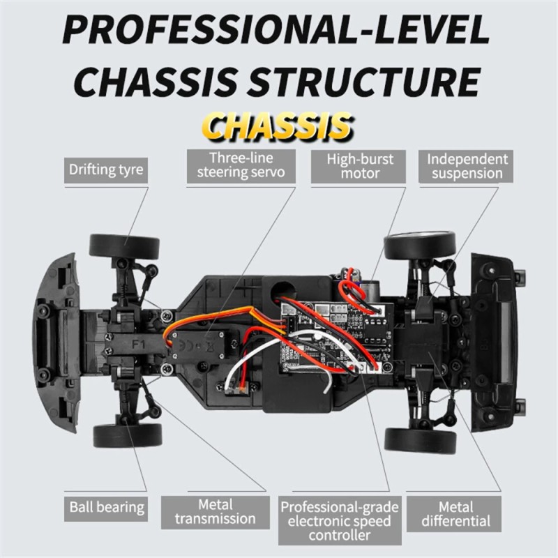 LDRC 1899/A99 valmiiksi koottu 1/18 GTR R34 radio-ohjattava drift-auto takaveto gyroskooppi LED-valot