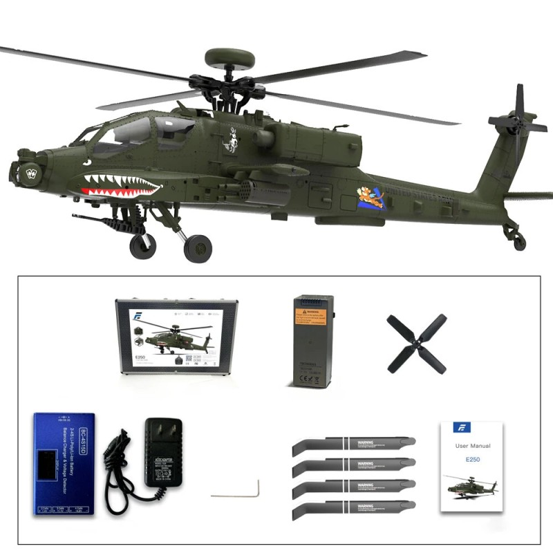 Eachine E250 AH-64 Apache 1:32 skaala RC-helikopteri kuusikanavainen 2,4 GHz 6-akselinen gyroskooppi