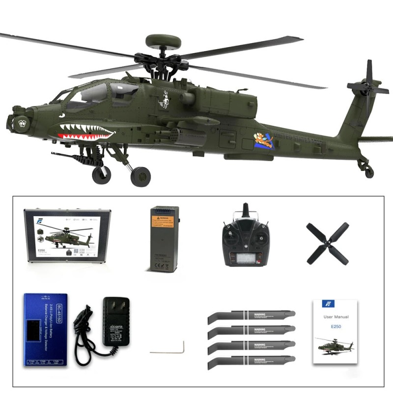 Eachine E250 AH-64 Apache 1:32 skaala RC-helikopteri kuusikanavainen 2,4 GHz 6-akselinen gyroskooppi