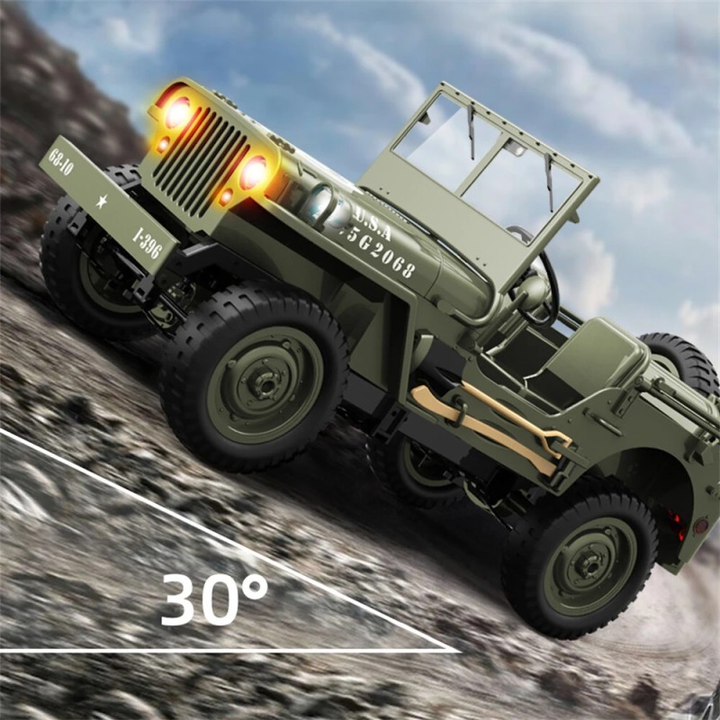 JJRC C8815 radio-ohjattava mittakaava 1:10 neliveto Willys maastoauto LED-valot valinnainen vinssi metallirunko