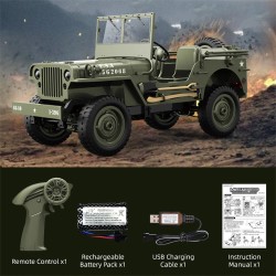 JJRC C8815 radio-ohjattava mittakaava 1:10 neliveto Willys maastoauto LED-valot valinnainen vinssi metallirunko