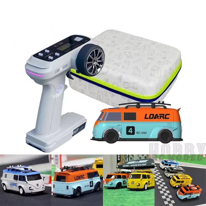 LDARC V64 1 64 LC01 takavetoinen radiolla ohjattava driftaava pieni auto LED valoilla 80 minuutin peliaika