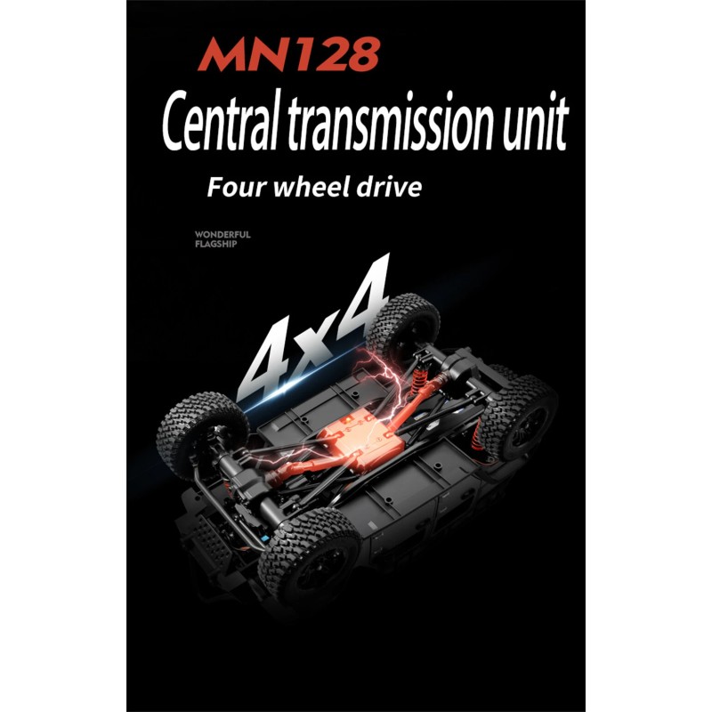 MNRC MN128 1/12-skaalan 2,4 gigahertsi neliveto maastokiipeilijä LED-valoilla täysproportionaalinen ohjaus