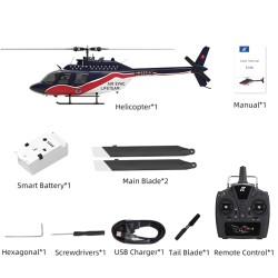 Eachine E186 skaalahelikopteri 1:27 Bell-206-tyyppi 2,4 GHz 6-kanavainen korkeudenhallinnalla optisella paikannuksella