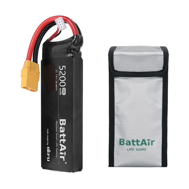 ISDT BattAir 7.4V 5200mAh 50C 2S toisen sukupolven älykäs lipoakku XT90 sovellusohjattu RC-autoille
