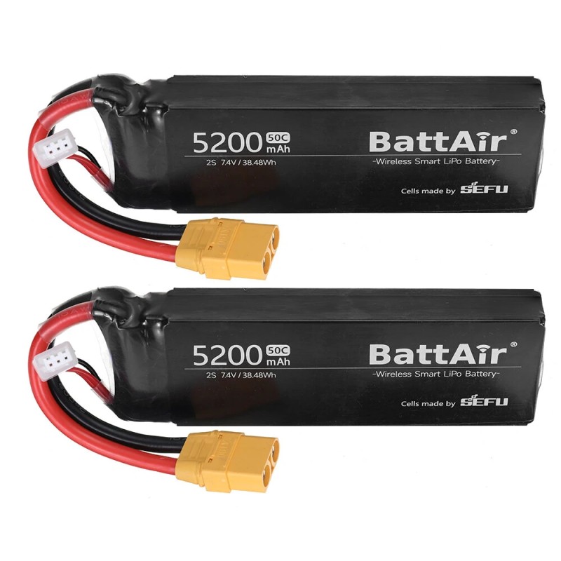 ISDT BattAir 7.4V 5200mAh 50C 2S toisen sukupolven älykäs lipoakku XT90 sovellusohjattu RC-autoille