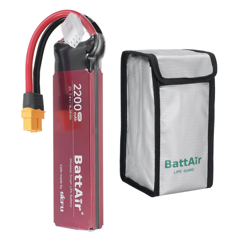 ISDT BattAir toisen sukupolven 7.4V 2200mAh 50C 2S älykäs LiPo-akku langattomalla sovellusohjauksella XT60