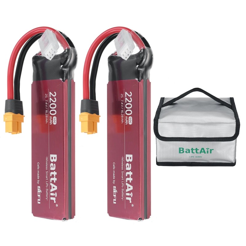 ISDT BattAir toisen sukupolven 7.4V 2200mAh 50C 2S älykäs LiPo-akku langattomalla sovellusohjauksella XT60