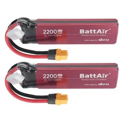 ISDT BattAir toisen sukupolven 7.4V 2200mAh 50C 2S älykäs LiPo-akku langattomalla sovellusohjauksella XT60